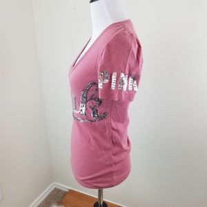 PINK Victoria's Secret Tops - Victorias Secret Rose Sequin Vneck Tee Size XS PINK Victoria's Secret Tops - Victorias Secret Rose Sequin Vneck Tee Size XS